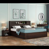 Trueliving Luxurious designer Dark bed Laminated Finish & PU Finish 6Ft *6Ft *1Ft